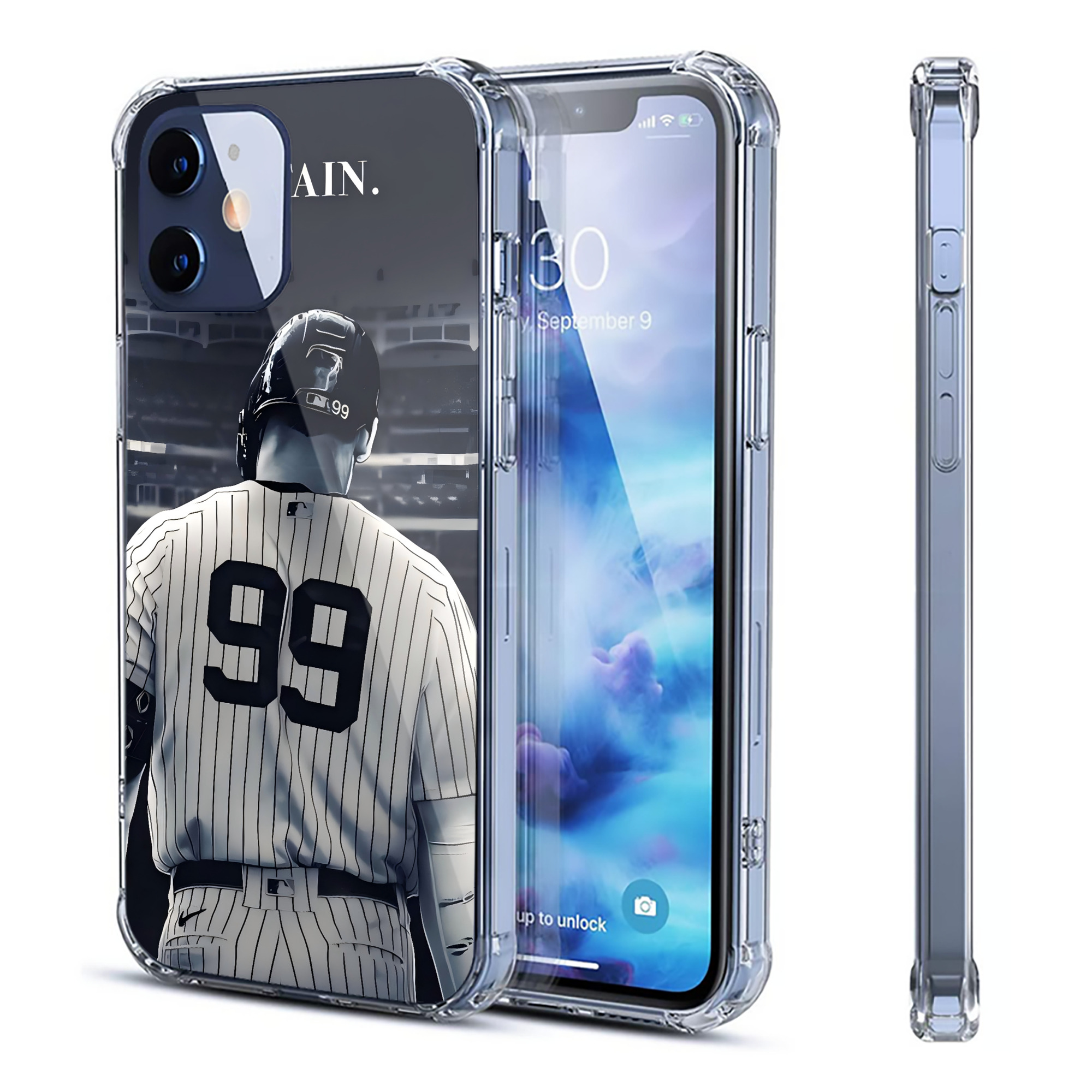 Aaron Judge Yankees Captain Clear IPhone 12 Case – Soft TPU With UV Print – Enhanced Drop Protection, Precise Fit, Anti-Fingerprint, Customizable Design, Scratch-Resistant, Yellow-Resistant